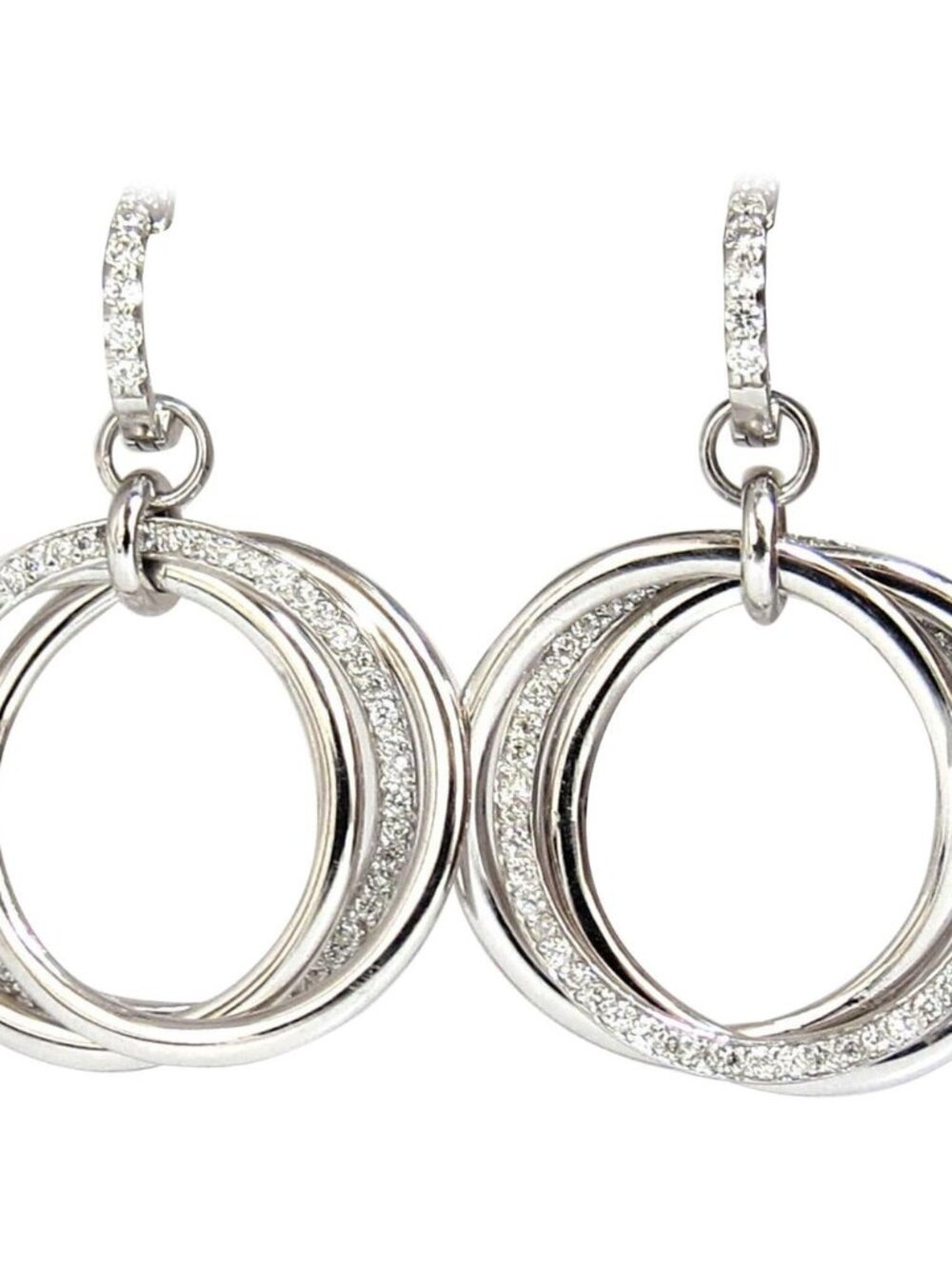 1.26ct NATURAL ROUND DIAMONDS DANGLE ROLLING RINGS EARRINGS 14KT LARGE*